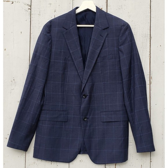 Bonobos Navy Blue Windowpane Wool Suit Men's Blazer Jacket 40R / 33 Pants Slim - Picture 10 of 16
